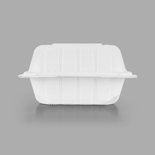 KARAT EARTH Clamshell Take Out Food Containers [6\"x6\" - 400 ct] To Go Containers | Microwavable, Freezer Safe, Soak-Resistant, Durable, Stackable | Vented for Hot/Cold Foods, White - Thumbnail 4