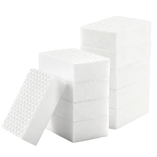 VOSSOT 10 Pezzi Spugna Magica, 2X Plus Gomma Magica Riutilizzabile Lavabile, Spugna Magica per Muro Bianco Cucina Bagno Pavimento Scarpe, Magic Eraser Sponge Pulizia Multiuso