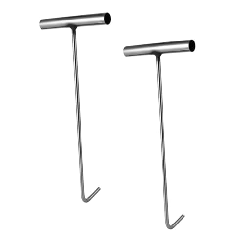 ULTECHNOVO Manhole Cover Lifter Hooks 2 Pack Stainless Steel T-Shaped Hooks for Easy Opening