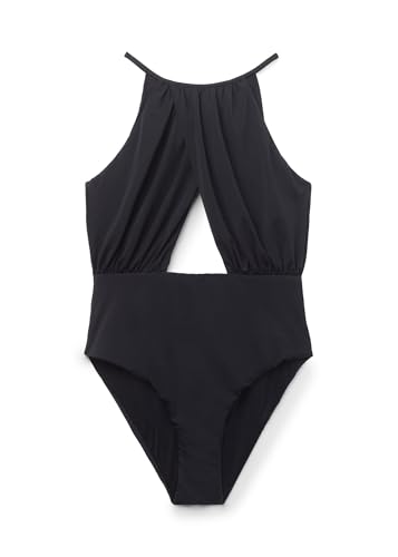 Woman's One Piece Swimsuit Black Halter Neck