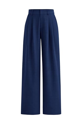 PRETTYGARDEN Women's Summer Elastic High Waisted Work Pants Straight Leg Dressy Business Casual Trousers Slacks Pockets