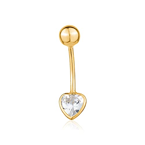 Belly Button Ring for Women 14k Gold Navel Rings Barbell or Simulated Diamond Gemstone | 16g | Real Gold Body Piercing Jewelry
