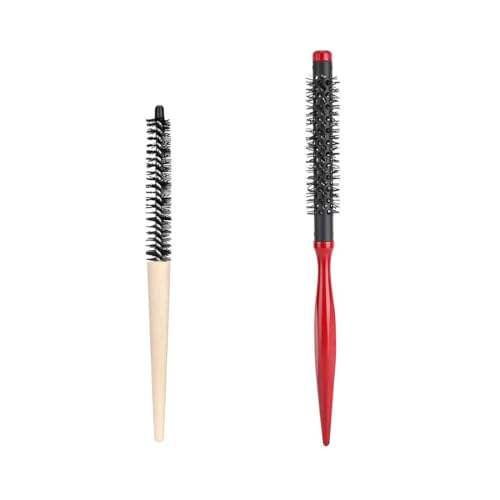 2 piezas cepillos pequeños redondos, mini cepillo para el cabello y la barba, para peinar cabello fino, cola de caballo, barba, rizos y volumen