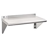 Profeeshaw NSF Stainless Steel Shelf 14” x 24”, 250 lb Commercial Shelves Wall Mounted Metal Shelving with Backsplash and 2 Brackets for Restaurant, Bar, Utility Room, Kitchen and Garage