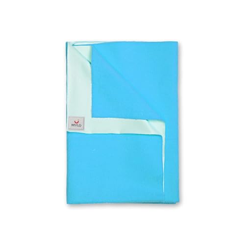 Image of Mylo Baby Waterproof Mattress Protector for Baby (0-3 Years), Extra Absorbent, Soft and Reusable Quick Dry Sheets (Medium, 100cm x 70cm, Turquoise)