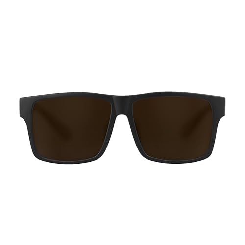 Image of TOROE TR90 Square Frame Grade A Polarized Black Emblem Sunglasses with Anti Reflective Water Repellent Polycarbonate Lenses