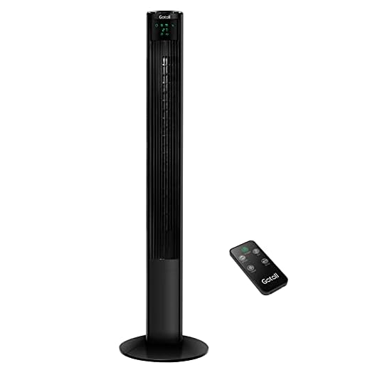 Gotoll Ventilateur Colonne Silencieux avec Télécommande, Ventilateur Tour Hauteur 121CM pour Chambre à Coucher, Salon, Bureau, Oscillation à 70°, 4 Vitesses, 3 Mode de Vent, Minuterie 12H, 45W, Noir