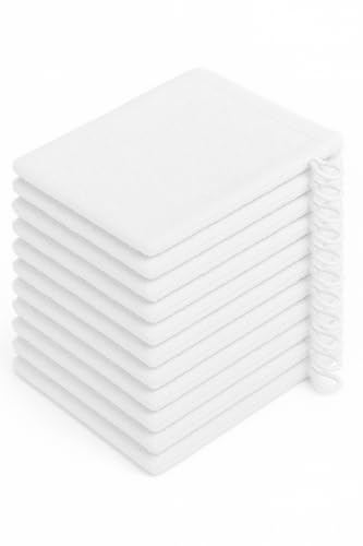 INTERCABO 10 Manoplas de baño de Rizo algodón 100% – Blancas – 16x21 cm – Reutilizables y Lavables – Pack Ahorro para hoteles, spas, clínicas – Accesorios de higiene Corporal y Cuidado Personal