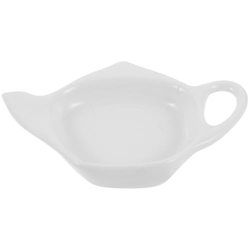 SHINEOFI Porte-Sachet de Thé en Céramique Forme Théière 1 Pièce Soucoupe pour Sachets de Thé Petit Plat Multifonction pour Goûter la Cuisine et Bureau Accessoire Vintage Pratique
