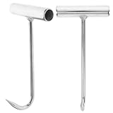 NUOBESTY 2 Stück T Förmige Edelstahl Metzgerhaken mit Kurzem Griff Fleischaufhängehaken für Schlachthöfe Grillrestaurants und Metzgereien Ergonomisch und Robust