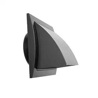 4'' Inch Exhaust Hood Vent with Rain Cover, Black, Indoor and Outdoor Air Vent Cover, HVAC Exhaust Vent Duct Cover, 6'' x 6'' Inch Exhaust Cap (4'' Inch, Black)