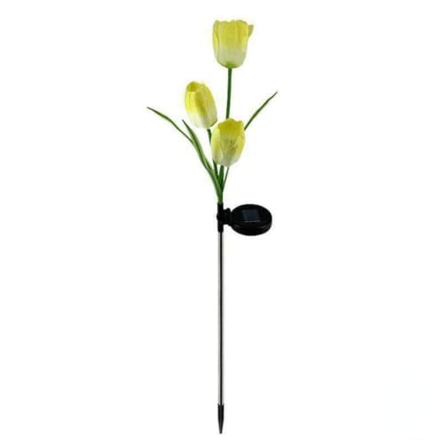 anso Lampe solaire LED simulant tulipe sur piquet - Décoration extérieure de jardin - Lumière de chemin (jaune)
