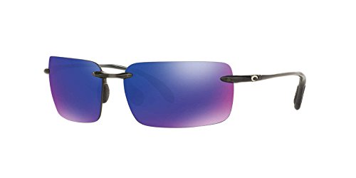 Costa Del Mar Mens Cayan Rectangular Sunglasses, Thunder Grey/Grey Blue Mirrored Polarized-580P, 65 mm