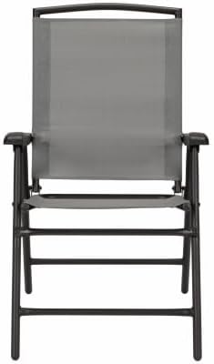 Four Seasons Courtyard RXTV-1921-FC-G Sunny Isles Steel Folding Chair, Sling Fabric, Graphite - Quantity 4