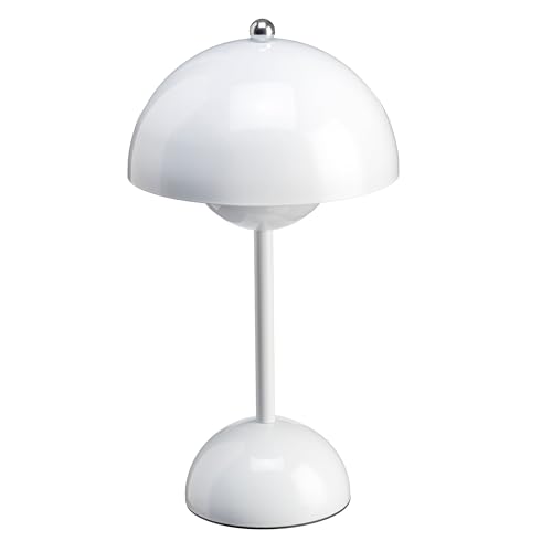 Luxus - Tischlampe Touch Deluxe - Josephine - Weiß - H30 x Ø16 - Terrassenlampe - Schreibtischlampe - LED - Wiederaufladbar - Dimmbar - Kabellos - Tischlampe für innen und außen