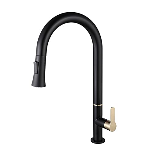 Robinet d'évier de cuisine noir pour nettoyage facile d'évier avec douchette rétractable