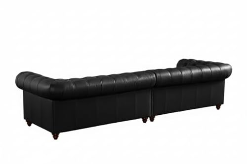 Image of Modern Classic Design Leatherette Luxury Chester Sofa Set with Button Tufted, Sofa for Living Room Home, Office, Living Room Set, Hotle and Lobby (Black, 4 Seater Sofa)