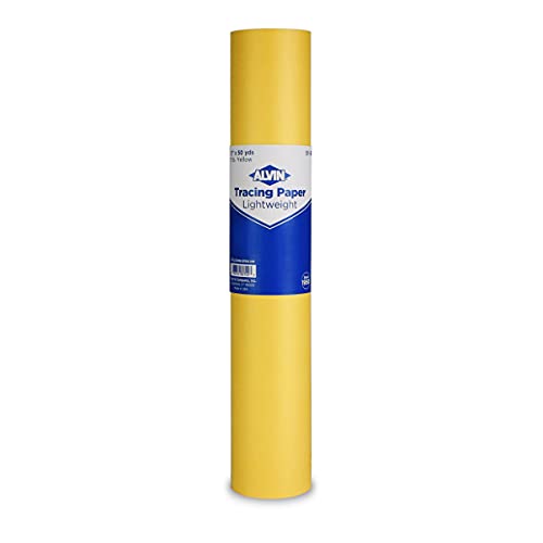 Alvin, Lightweight Tracing Paper Roll, Yellow, Suitable with Ink, Charcoal, Felt Tip Pen, for Sketching or Detailing - 12 inches x 50 yards, 1-inch Core