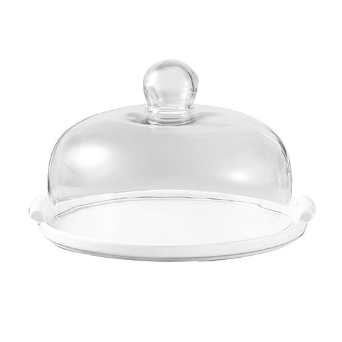 LANMOU Soporte Tarta, Queseras con Tapa de Cristal Porta Tartas Expositor Tartas Expositor Tartas Cerámica Soporte para Tartas con Tapa Soporte para Tartas Bandeja para Tartas con Tapa Transparente