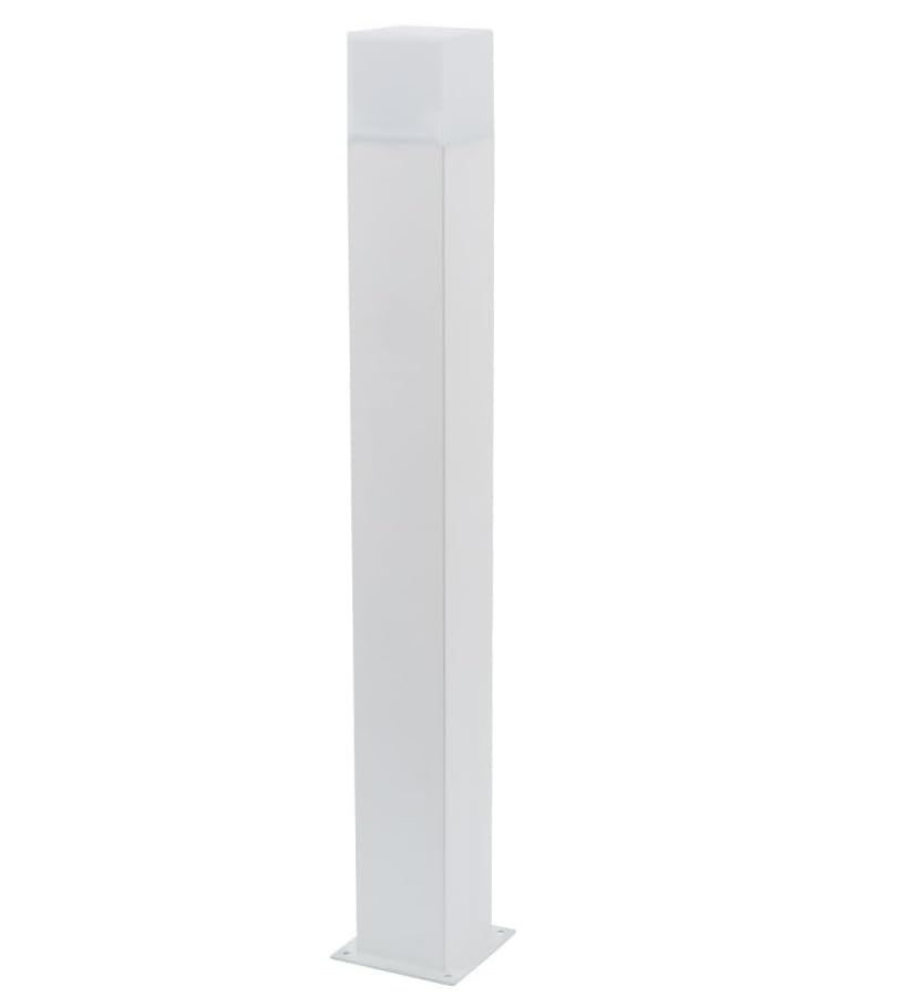 Dopa Dopastore Lampione Palo da Terra Attacco E27 Design Cilindro Quadrato Portalampada Moderno Alluminio Altezza 74CM da Esterno (Bianco)