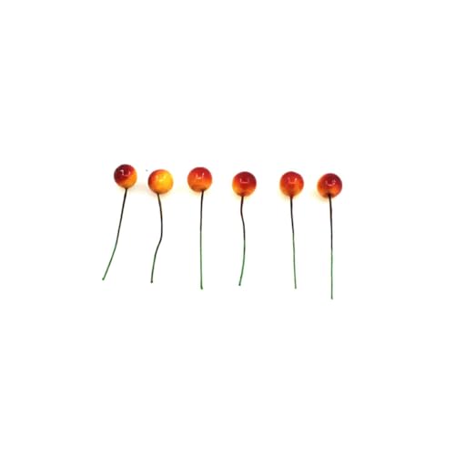 PRETYZOOM 48 Bayas Falsas De Cereza Fruta Decorativa Realista Accesorio para Manualidades Amarillentas