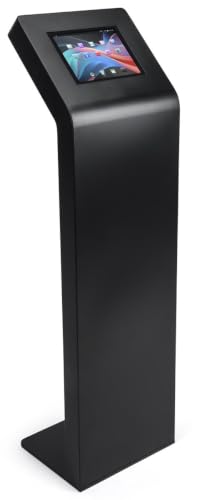 Image of Displays2go Locking Tablet Floor Stand, Steel Construction - Black (IPGRAND9BK)