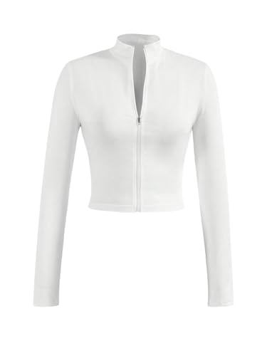 SOLY HUX Women's Full Zip Workout Running Crop Tops Athletic Jacket Long Sleeve Yoga Cropped Tee Shirts