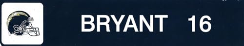 Ricky Bryant Game Used 2006 Chargers Football Locker Name Plate #16 Patriots '04 - NFL Game Used Items