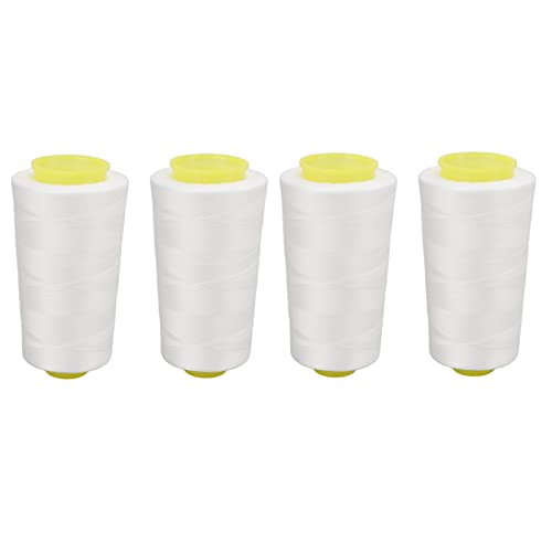 OVAQUIXI Juego de Hilos Overlock, Hilo de Coser Blanco, 4 Piezas, Resistentes y Duraderos for Máquina de Coser y Bordado Manual