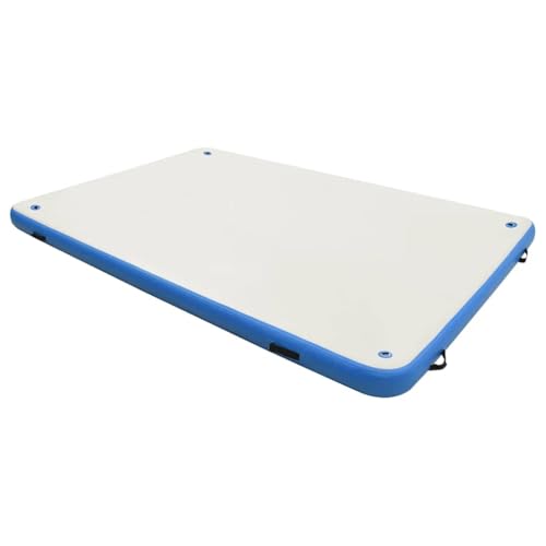 vidaXL Schwimmmatte Aufblasbar mit Pumpe Tasche Luftmatratze Wasserliege Wasserhängematte Poolliege Badeinsel Hängematte Blau Weiß 300x150x15cm