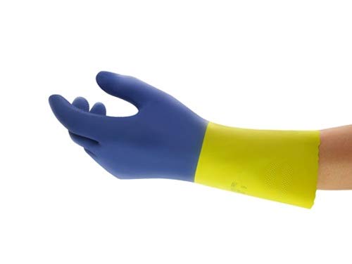 Ansell87-224-10 Chemi-Pro, Neoprene/Latex Gloves, 27 mil, 13 in, Blue/Yellow, Size: 10 (12 Pairs)
