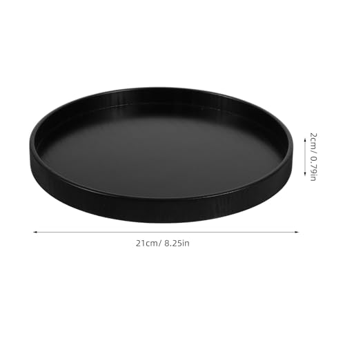 Bandeja redonda de madera negra VILLCASE juego de 2 piezas de 8 pulgadas para mesa de café 3