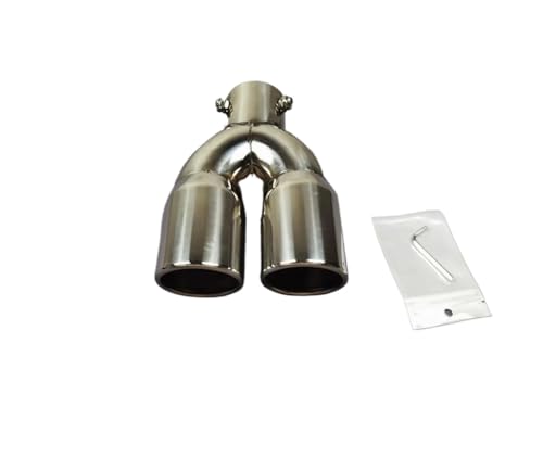 Embout d'échappement universel double sortie 60mm en acier inoxydable noir et argent pour auto