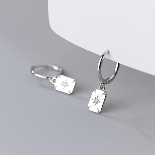 Star Burst Square Dangle Hoop Earrings for Women Teen Girls 925 Sterling Silver Cubic Zirconia Crystal Cartilage Tiny Small Huggie Hoops Rectangle Drop Dangling Earring Cuffs Fashion Jewelry Gifts Hypoallergenic4