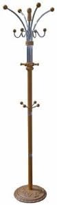 685OAK Six Foot Wood and Chrome Coat Rack Oak Finish