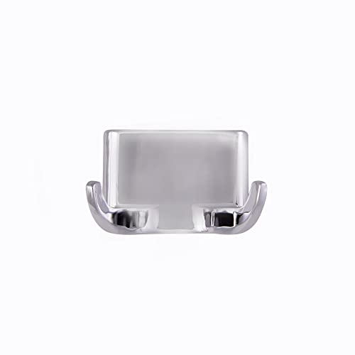 Image of Design House Millbridge Double Robe Hook, Polished Chrome, Standard Wall Mount, Concealed Screws, Easy Installation, Bathroom Hardware, 2.44 in L x 1.5 in W x 1.48 in H, Item 533059
