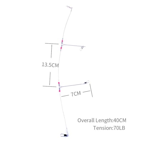 10 cuerdas de pesca con 2 y 3 brazos, 40cm, acero inoxidable miniatura 2