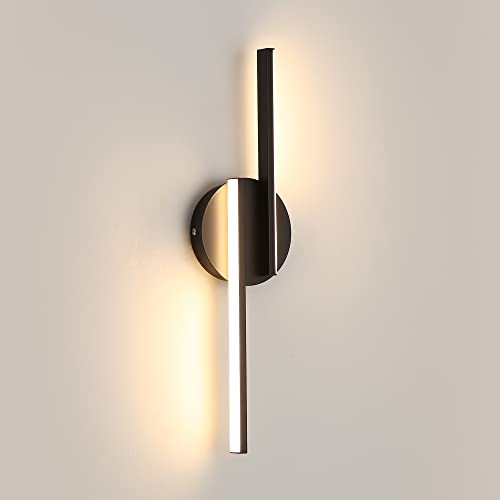 Kiwaezs Applique Murale LED Intérieur, 16W Lampe Murale Moderne, Applique Murale LED Aluminium Noir, Appliques 3000K Lumière Chaude, Applique Murale Intérieure pour Salon,Couloir, Salle de Bain