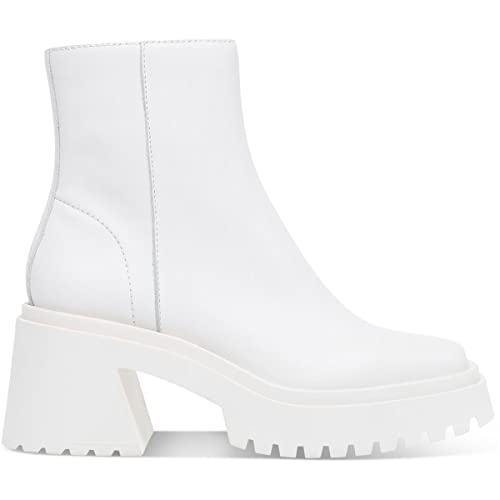 Steve Madden Steve Madden Womens Fella Leather Lug Sole Ankle Boots White 5 Medium (B,M)