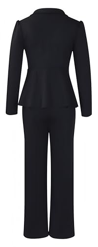 Women Suit Jacket 2 Piece Ruffle Blazer with Wide Leg Pants Suit Long Sleeve Business Casual Outfits3