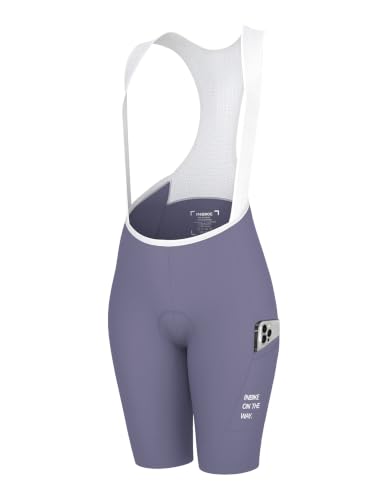 INBIKE Padded Cycling Bibs Women Bike Shorts with Pocket Biking Bibs for Spinning Road Bike MTB Purple Medium