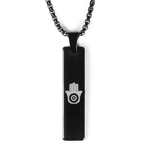 Image of Mesmerize Spiritual Mini Tag Stainless Steel Necklaces for Men | Locket and Pendant Necklace for Men and Guys | Necklace with Chain in Black and Silver | 6-Month Warranty.