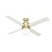 Hunter 59320 Hepburn Ceiling Fan Hunter Light with Wall Control, 52", Modern Brass