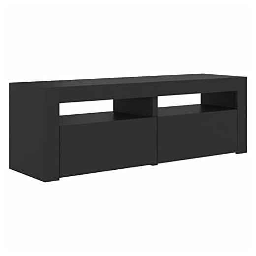 Tidyard TV-skåp hi-fi skåp TV-stativ TV-bord med RGB LED-belysning, TV-bord TV-skåp lågbord vardagsrumsbord 120 x 35 x 40 cm, spånskiva
