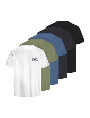 T-Shirt Homme Jack & Jones Jjjacula Lot de 5 pour Renouveler ses Basiques