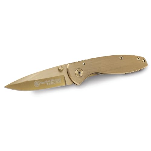 Smith & Wesson Executive CK110GL 6.8in High Carbon S.S. Folding Knife with 2.8in Drop Point Blade and Aluminum Handle for Outdoor Tactical Survival and EDC
