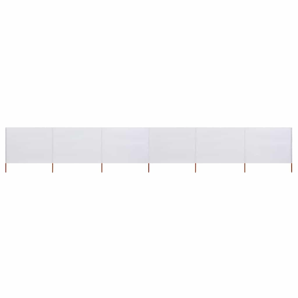 Paravento da spiaggia a 6 pannelli, tessuto bianco sabbia, 800 x 120 cm, antivento per campeggio, paravento spiaggia per spiaggia e giardino