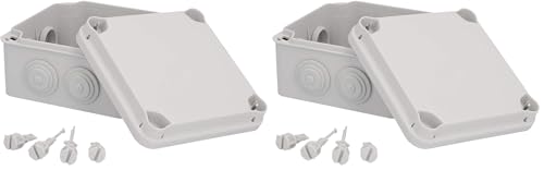 UNITEC Aufputz-Abzweigkasten, Abzweigdose, Installationsgehäuse, 121 x 121 x 68 mm, Spritzwasser- und Staubschutz nach IP 65, schraubbarer Deckel (Packung mit 2)