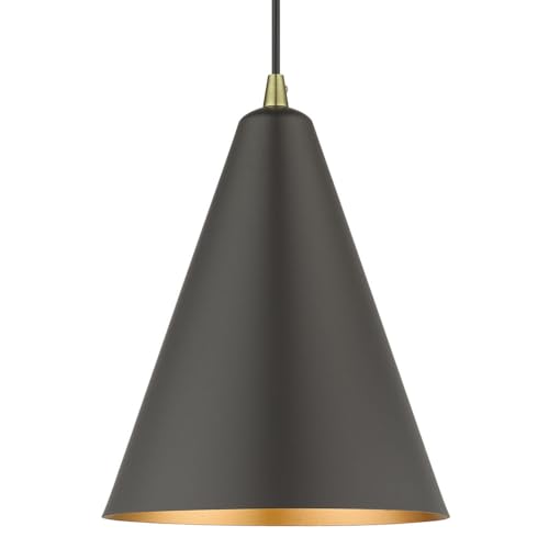 Livex Lighting, 41492-07, Dulce, Cone Pendant, Bronze with Antique Brass