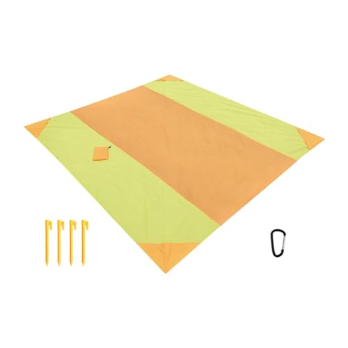 Gralara Picnic Mat Camping Blanket Waterproof Folding Storage Outdoor Picnic Blanket Beach Mat for BBQ Sporting Events Travel Hiking, Orange Yellow